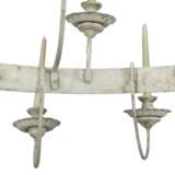 A PAIR OF OFF-WHITE IRON TWO-TIER HANGING-LIGHTS - фото 2