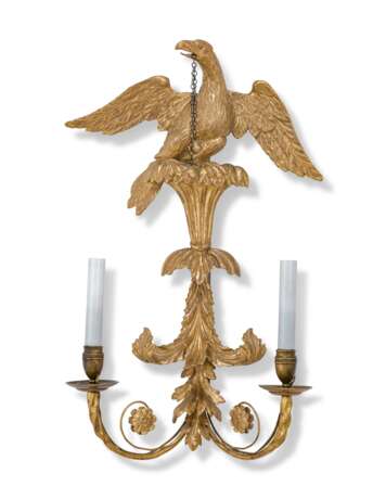 A SET OF FOUR REGENCY GILTWOOD TWIN-BRANCH WALL-LIGHTS - photo 3