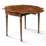 A GEORGE III ZEBRAWOOD, TULIPWOOD, FRUITWOOD, EBONISED AND PARQUETRY PEMBROKE TABLE - фото 1