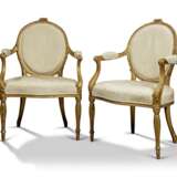 A PAIR OF GEORGE III GILTWOOD OPEN ARMCHAIRS - фото 1
