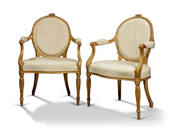A PAIR OF GEORGE III GILTWOOD OPEN ARMCHAIRS - photo 1