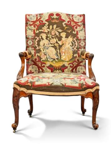 A GEORGE III MAHOGANY LIBRARY ARMCHAIR - Foto 1