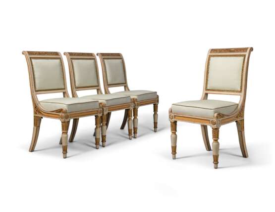 A SET OF FOUR NORTH ITALIAN GREY AND CREAM-PAINTED AND PARCEL-GILT SIDE CHAIRS - photo 1