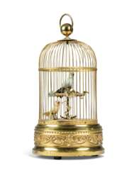 A FRENCH GILT-METAL SINGING BIRDCAGE AUTOMATON