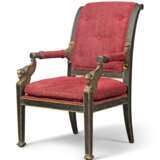 A REGENCY REVIVAL PARCEL-GILT AND SIMULATED CALAMANDER ARMCHAIR - photo 1