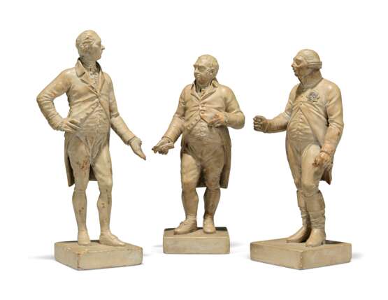 A SET OF THREE GEORGE IV PAINTED-PLASTER FIGURES DEPICTING KING GEORGE III, CHARLES JAMES FOX AND WILLIAM PITT THE YOUNGER - фото 1