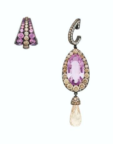 JAR MULTI-GEM, COLORED DIAMOND AND DIAMOND `PIRATE` EARRINGS - Foto 1