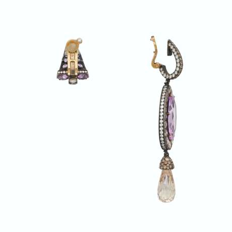 JAR MULTI-GEM, COLORED DIAMOND AND DIAMOND `PIRATE` EARRINGS - Foto 4