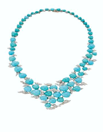 STERL&#201; SET OF TURQUOISE AND DIAMOND JEWELRY - photo 4