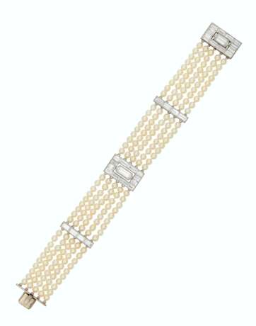 NATURAL PEARL AND DIAMOND BRACELET - фото 1