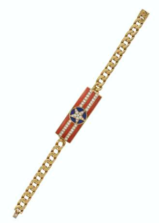 BULGARI CORAL, LAPIS LAZULI AND DIAMOND `STARS AND STRIPES` BRACELET - photo 1