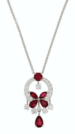 GRAFF RUBY AND DIAMOND `BUTTERFLY` PENDANT NECKLACE - photo 1