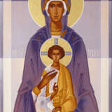 Virgin Mary (Our Lady Nikopea) Naturholz Acrylfarbe Neo-Byzantinisch Religiöses Genre Ukraine 2021 - Foto 1
