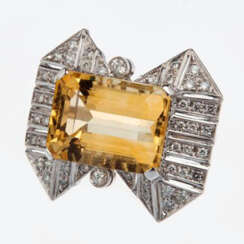 Ring with citrine and diamonds