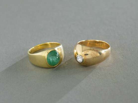 Ring mit Smaragd-Cabochon und Ring mit Diamant - Foto 2