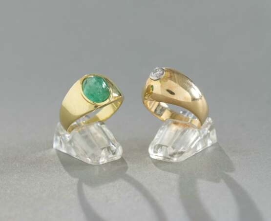 Ring mit Smaragd-Cabochon und Ring mit Diamant - photo 5