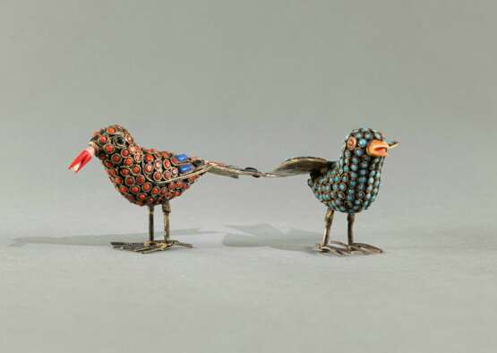 Paar Vögel mit Glassteinbesatz u.a., - photo 2