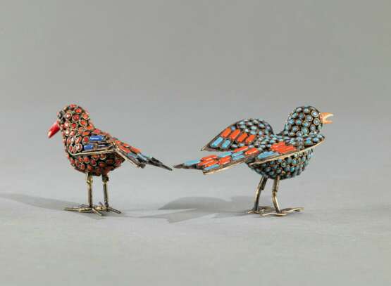 Paar Vögel mit Glassteinbesatz u.a., - photo 3