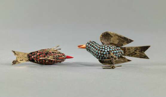 Paar Vögel mit Glassteinbesatz u.a., - photo 4