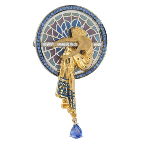 “Brooch of gold set with sapphires and glass enamel” - photo 1