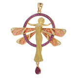 “Pendant in the art Nouveau style with stained-glass rubies and enamel” - photo 1
