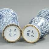 Paar Porzellanvasen mit blau-weißem 'Shuangxi'-Dekor - Foto 5