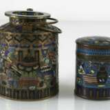 Teekanne und Cloisonné-Deckeldose mit Dekor von Antiquitäten - Foto 4