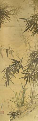 Malerei mit Darstellung von Bambus als Hängerolle montiert - Foto 1