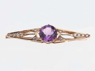 Brooch with amethyst and diamonds