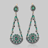 “Earrings pendants made of gold with natural emeralds and diamonds” - photo 1