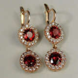 “Earrings with pendants with diamonds and garnets” - photo 1