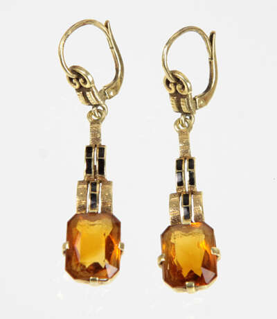 Ohrringe mit Mandarintopas - Gelbgold 585 - Foto 1