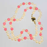 Akoya Perlenkette mit Korallen - Foto 1