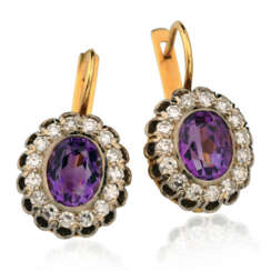 Earrings in the form of "Raspberry" with amethysts