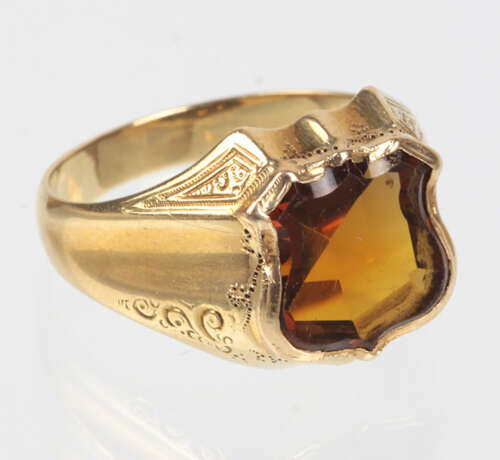 Wappen Ring mit Citrin - Gelbgold 585 - photo 1