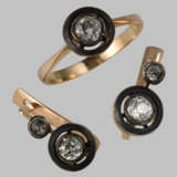 «Комплект серьги и кольцо с бриллиантами в закрытом касте» - фото 1