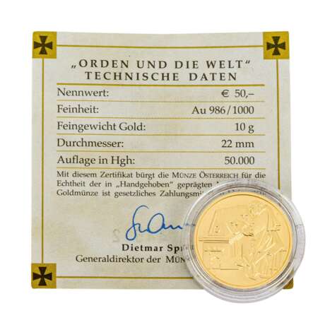 Österreich - 50 Euros 2002, GOLD, - фото 3