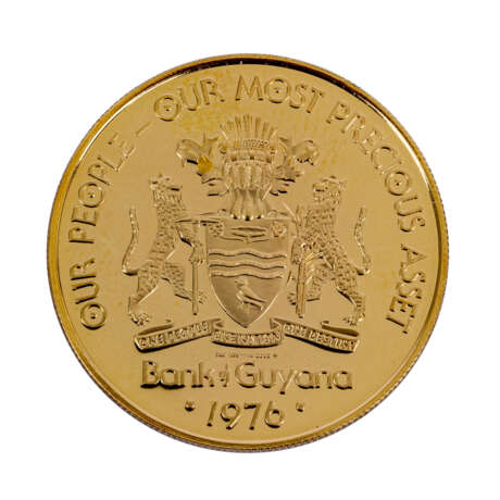 Republik Guyana - 100 Dollars 1966, 2,87 GOLD Gramm fein, - Foto 2