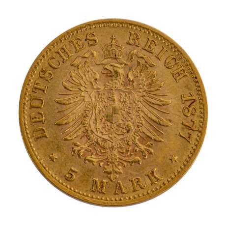 Württemberg/GOLD - 5 Mark 1877 F - фото 2