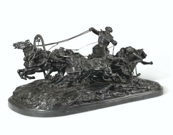 Lanceray, Evgeny Alexandrovich. A VERY LARGE BRONZE GROUP `A PLEASURE RIDE IN A WINTER TROIKA` - photo 1