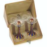 Fabergé. A PAIR OF RARE GUILLOCH&#201; ENAMEL, ROCK CRYSTAL AND TWO-COLOUR GOLD AND SILVER CANDLE STICKS - photo 3