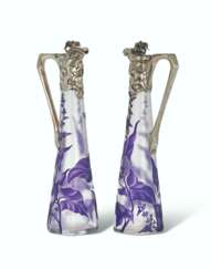 A PAIR OF SILVER-MOUNTED CAMEO GLASS DECANTERS
