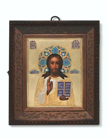 A CLOISONN&#201; AND CHAMPLEV&#201; ENAMEL PARCEL-GILT SILVER ICON OF CHRIST PANTOCRATOR - photo 2