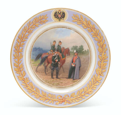Imperial Porcelain Factory. A PORCELAIN MILITARY PLATE - photo 1