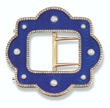 Fabergé. A JEWELLED AND GUILLOCH&#201; ENAMEL SILVER-GILT BELT BUCKLE - фото 1