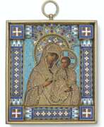 The Firm “P.A. Ovchinnikov ". A CLOISONN&#201; ENAMEL SILVER-GILT AND SEED-PEARL ICON OF IVERSKAIA MOTHER OF GOD