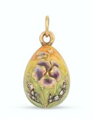 A JEWELLED AND ENAMEL GOLD EGG PENDANT