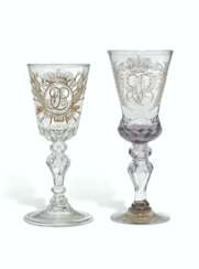 TWO GLASS GOBLETS
