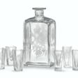 A GLASS VODKA DECANTER AND SIX GLASSES - Auction prices