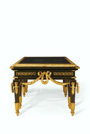 A LARGE FRENCH ORMOLU-MOUNTED AND BRASS-INLAID EBONIZED LIBRARY TABLE - фото 4